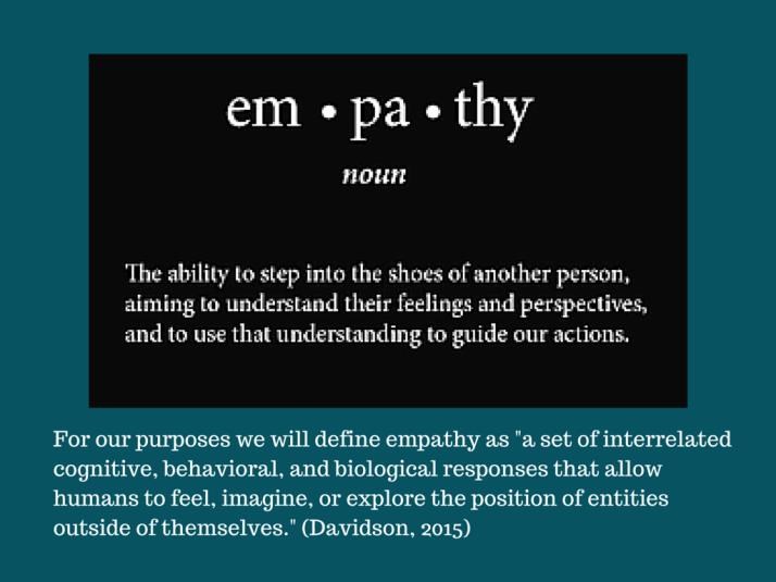 Definition of Empathy - The ability to step into the shows of another person, ariming to understand their feelings and perspectives, and to use that understanding to guide our actions