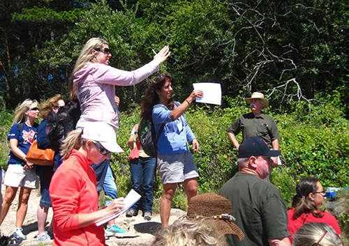 Dr. DeBari working in the field with students