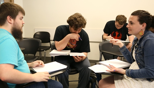 A group of Math 302 students working together