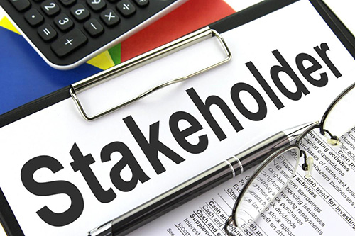 Clipboard with stakeholder written on it