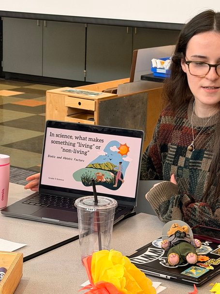 A student presenting a project at a Digging Deeper or microteaching session